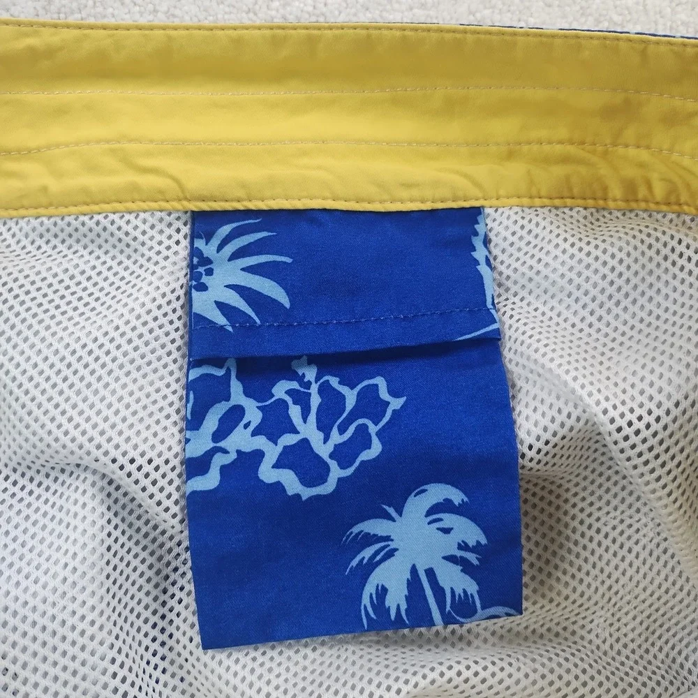 VTG Ralph Lauren Polo Jeans  Board Shorts Mens XL Blue AOP MeshLined Logos Swim